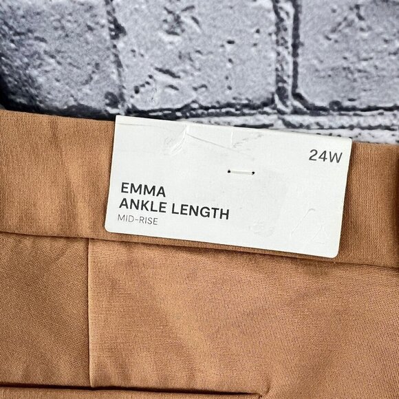 Liz Claiborne Emma Mid-Rise Ankle Length Pants 4-Way Stretch Size 24W Tan Ponte - Picture 4 of 7